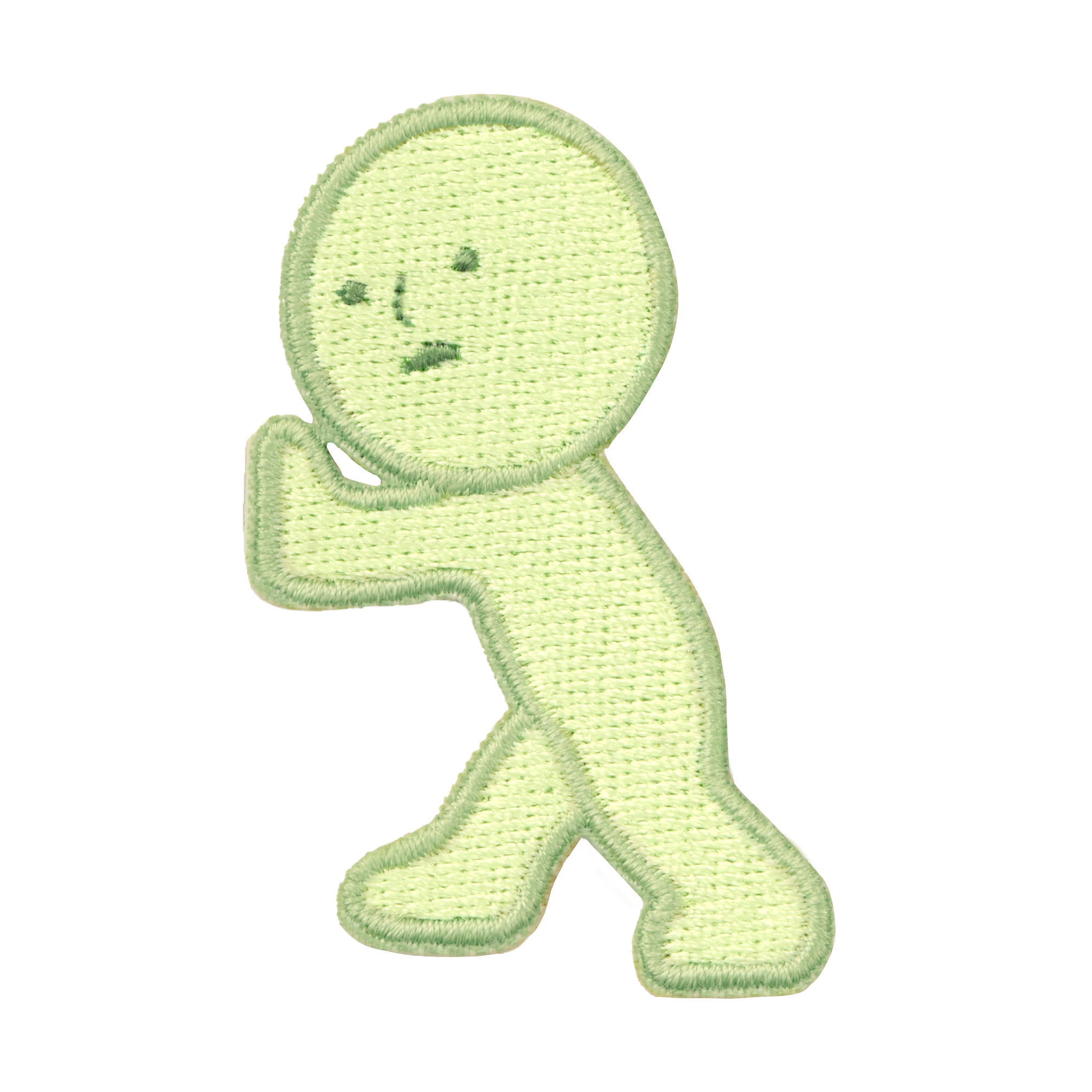 Pushing sticker variant- SMISKI is facing left with their hands up, pushing