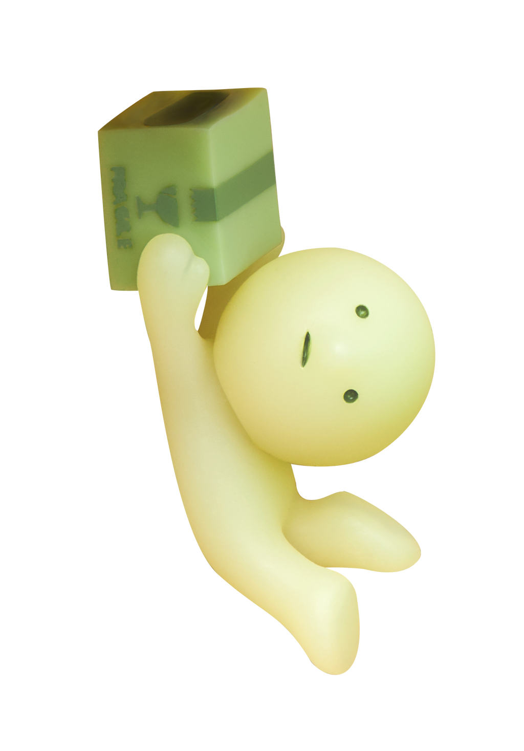 SMISKI Zipperbite "Falling Down" image depicts SMISKI holding a light and dark green box labeled "fragile". SMISKI appears to be falling with arms and legs outstretched. 