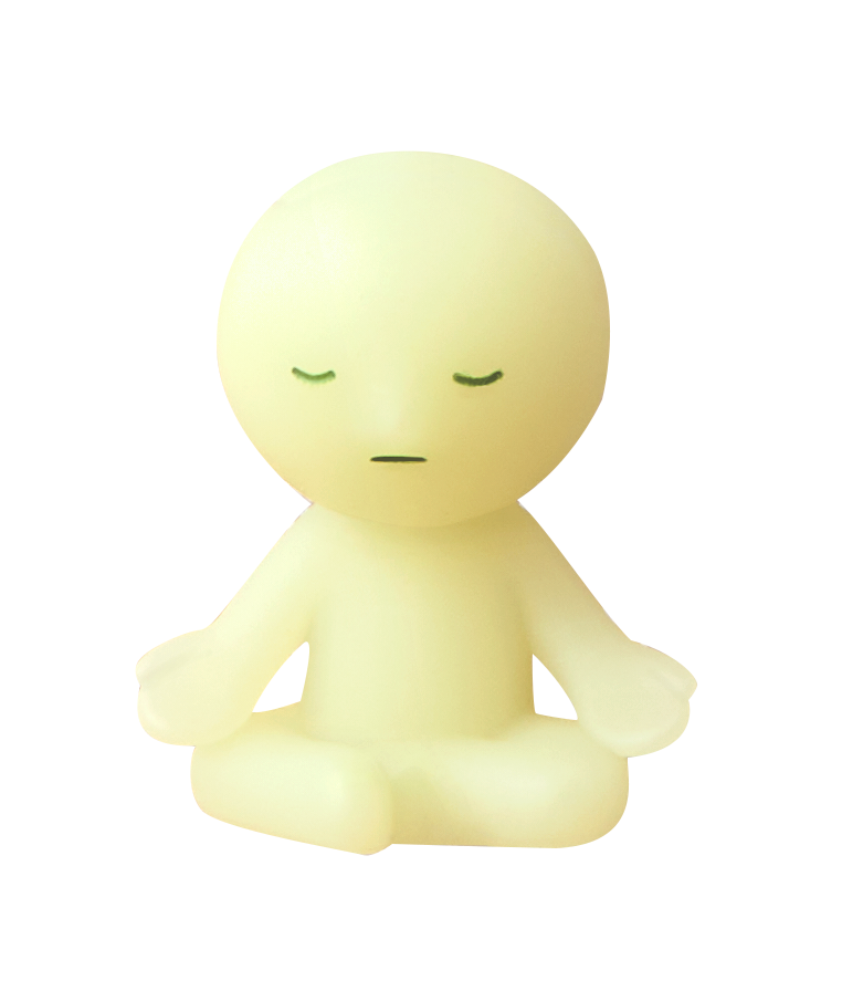 SMISKI Zipperbite "Lotus Pose" minifigure sits cross legged with eyes and mouth closed and hands on knees. 