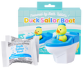duck sailor boat blue variant packaging and product image; blue duck sailor boat box with blue duck sailor boat and 2 refill packets removed from box