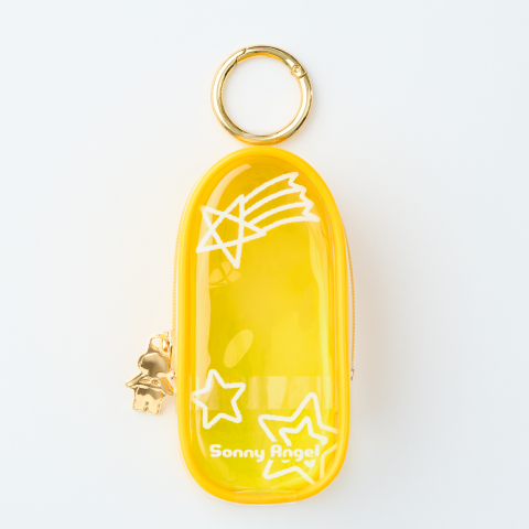 individual product image of empty MY BESTIE CASE in yellow. yellow pouch has white start designs