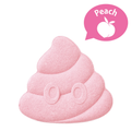 product render of rainbomb poop emoji pink peach with text PEACH against a white background