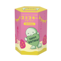 SMISKI Birthday Series product packaging shows SMISKI holding a heart with "Happy Birthday" in the center. Pink and yellow box shows strawberries and birthday candles with yellow text that states "SMISKI" and "Birthday"