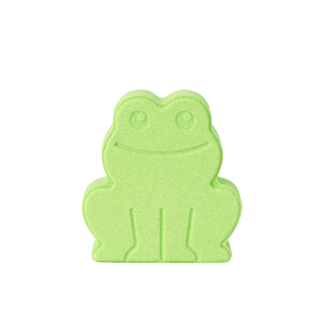 product closeup of rainbomb mini frog green apple against a white background