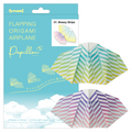 product packaging render for papillon flapping origami airplane breezy stripe style